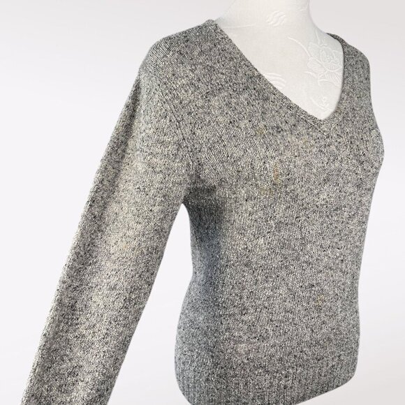 Vintage Tally-Ho V-Neck 3/4 Sleeve Sweater Gray Knit 55% Silk & Wool Blend XS - Picture 7 of 12
